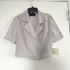 Cynthia Rowley Eyelet Short Sleeve Cropped Jacket NWT
